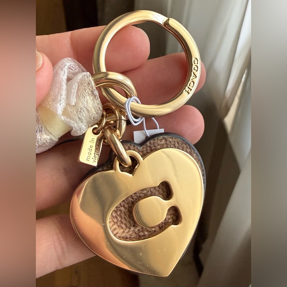 Coach Hearts Key Ring In Signature Canvas NWT